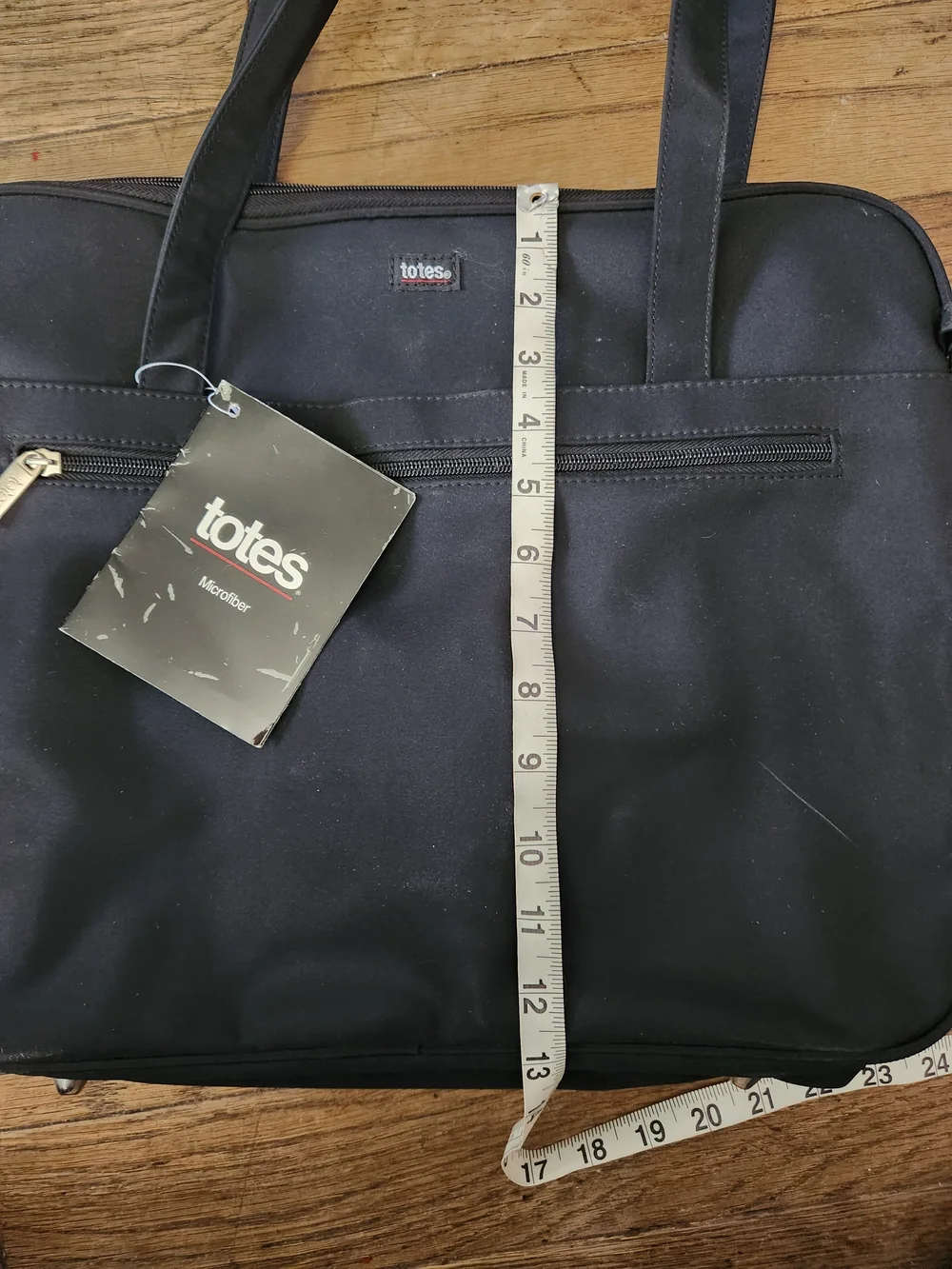 totes Black Nylon Laptop Tote with Front Zip Pocket